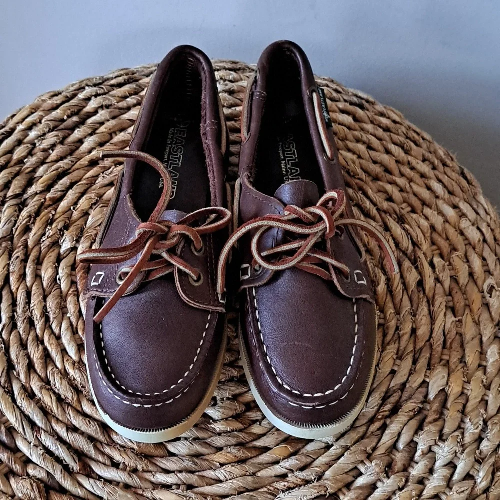 Eastland Boys Classic Dark Brown‎ Leather Docksider Preppy Loafers S-6.5